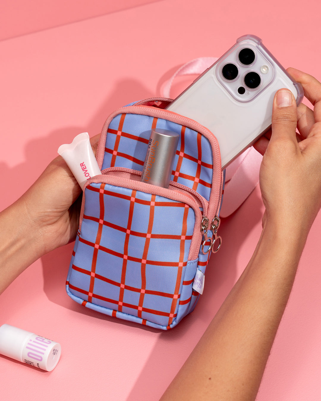Bolso Porta Celular Wine Checkers