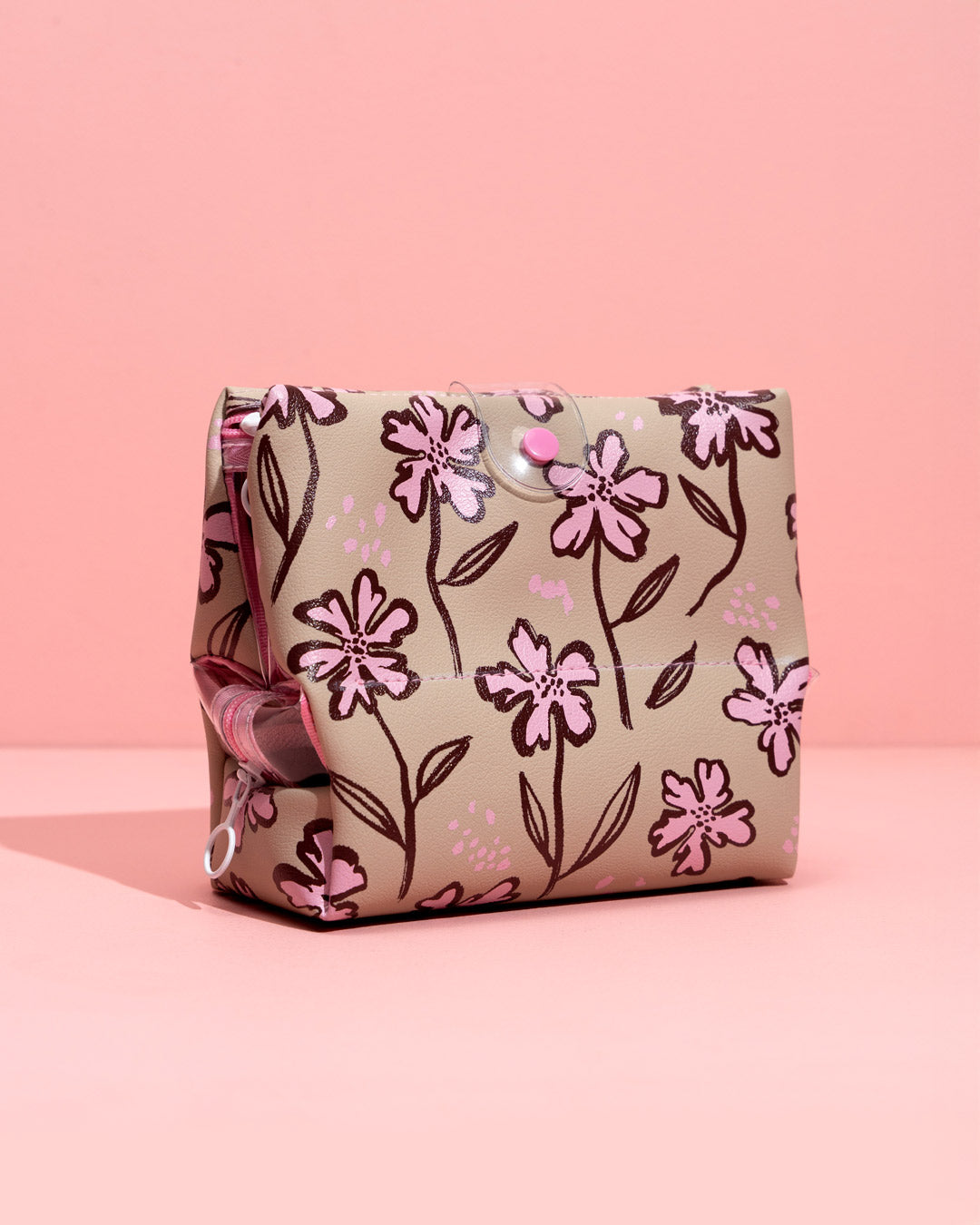 Cosmetiquera Trimidi Flore Taupe Rosa