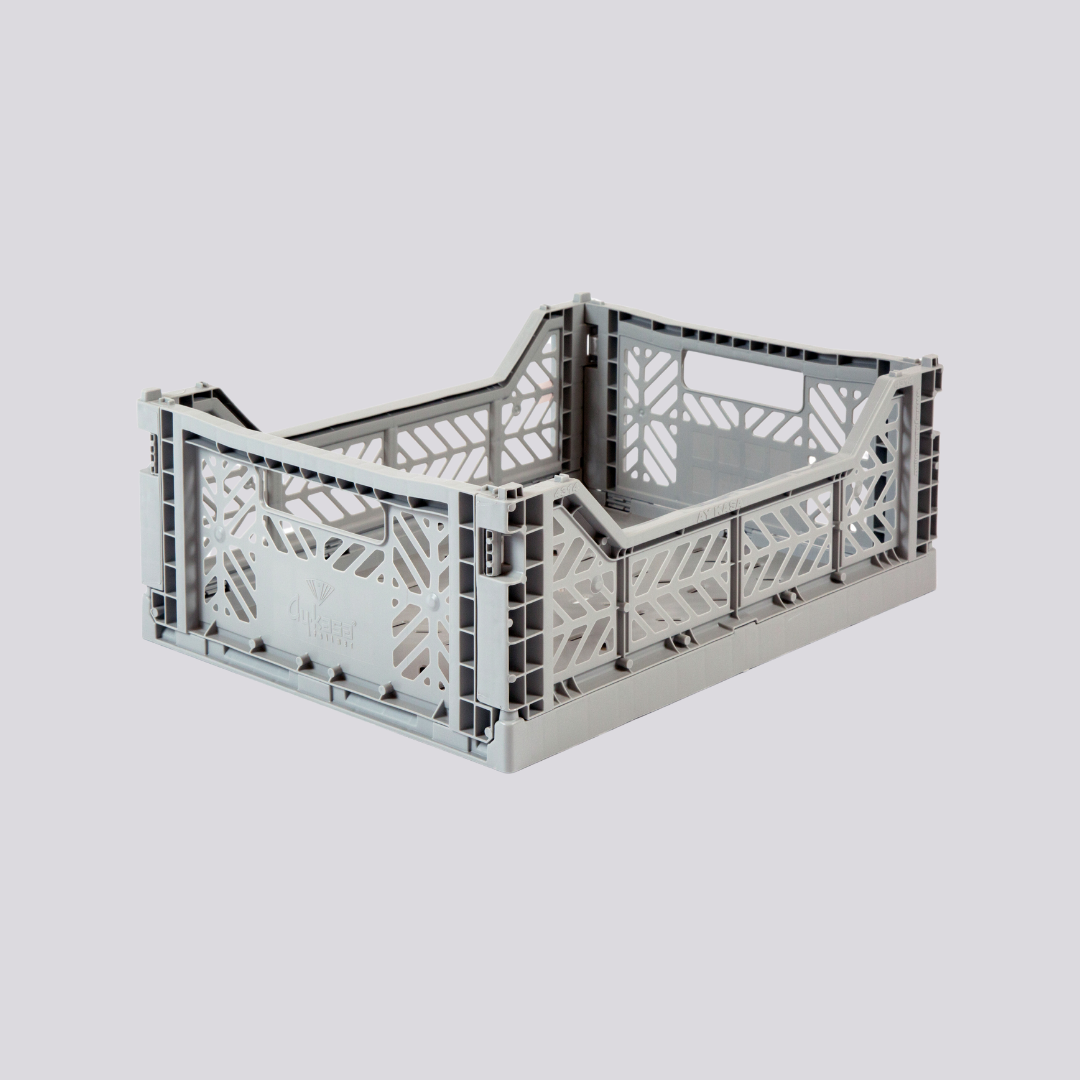 Caja organizadora plegable Midi Box Gray de Soulmade, apilable y con capacidad de hasta 8 kg.